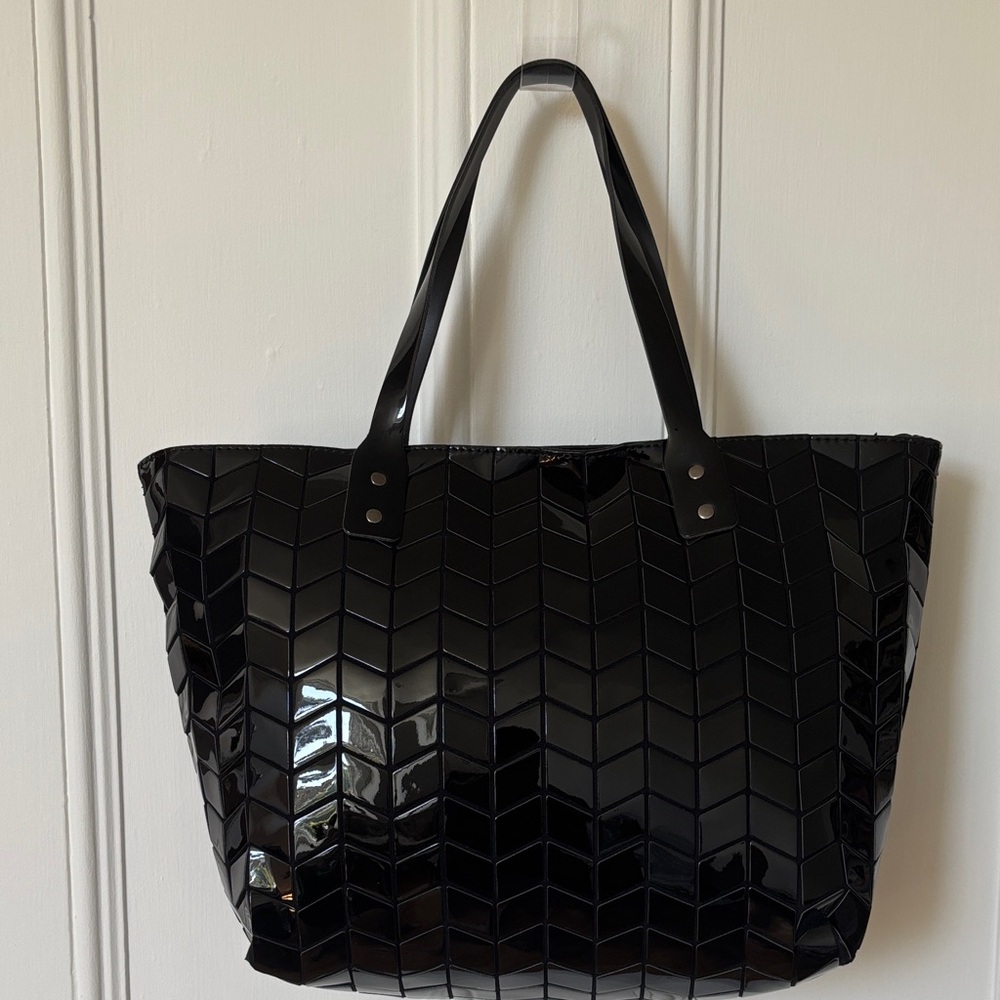 Black Geometric Tote Bag
